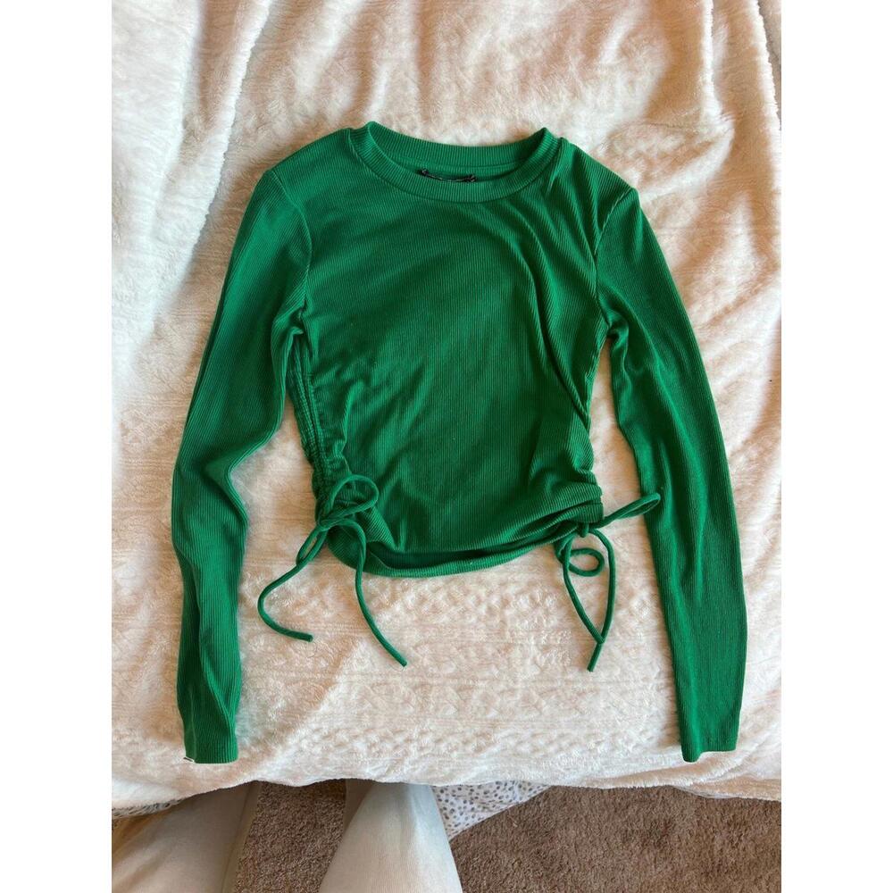 Zara green long sleeve top (small)